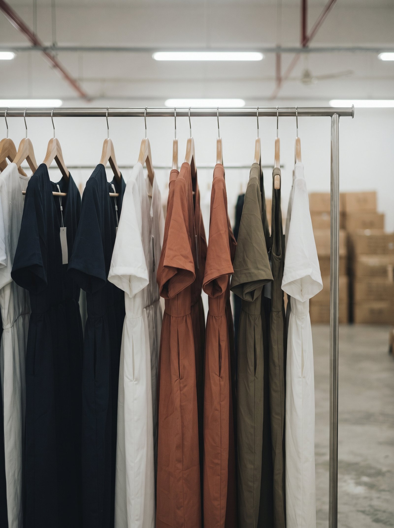 Women's dresses hanging on a rail