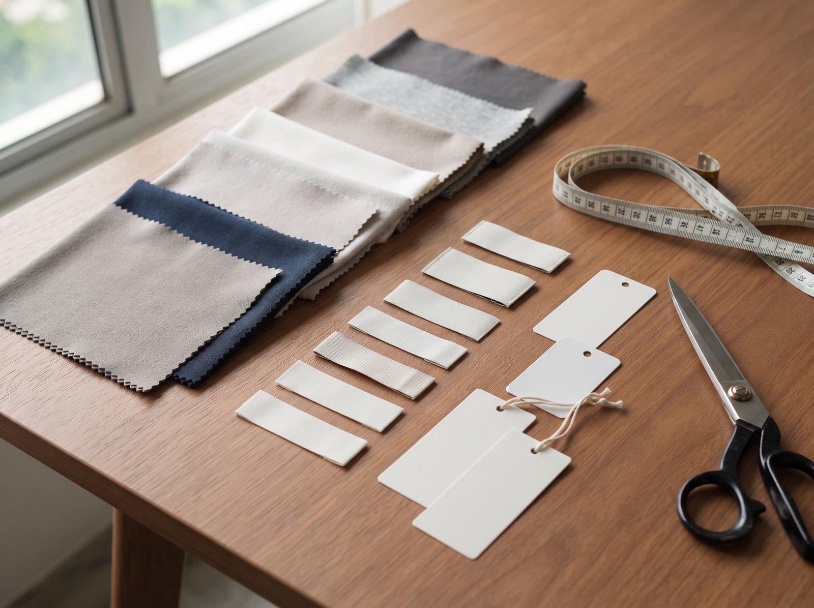 Fabric swatches and woven labels for private label production